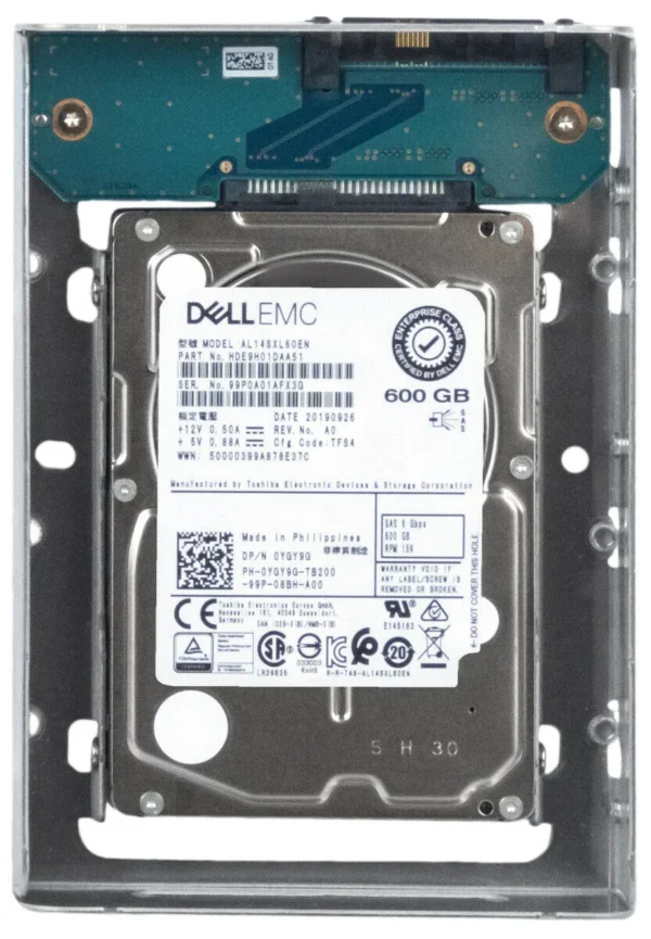 Dell YGY9G AL14SXL60EN 600GB 15K 6G 2.5" to 3.5" SAS HDD