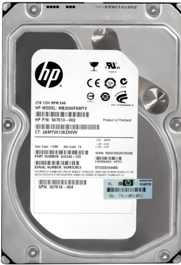 HP 507613-002 507618-004 MB2000FAMYV ST32000444SS ES 3,5" 6Gb/s 7.2K 2TB SAS Festplatte