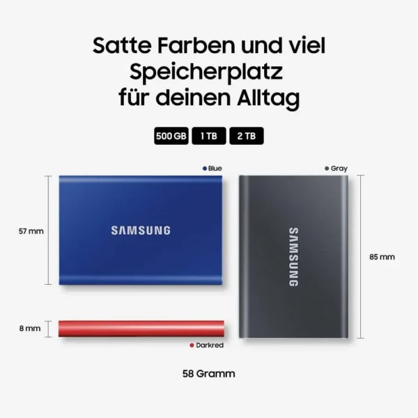 Samsung Portable SSD T7 1TB Externe SSD Blau MU-PC1T0H/WW für Mac, PC, Smartphone – Bild 6