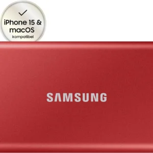 Samsung Portable SSD T7 1TB Externe SSD Rot MU-PC1T0R/WW für Mac, PC, Smartphone, Xbox