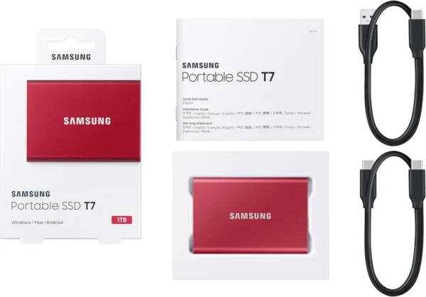 Samsung Portable SSD T7 1TB Externe SSD Rot MU-PC1T0R/WW für Mac, PC, Smartphone, Xbox – Bild 6