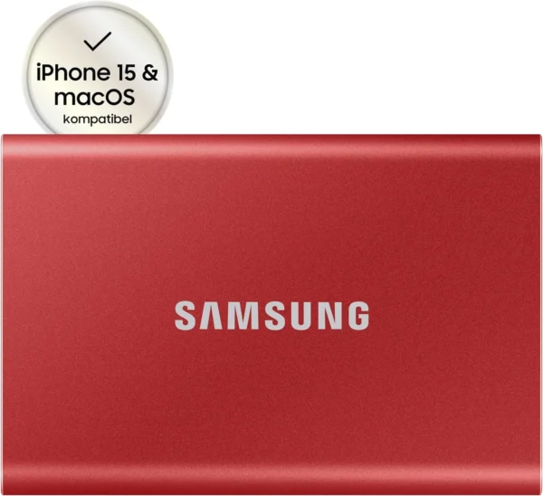 Samsung Portable SSD T7 1TB Externe SSD Rot MU-PC1T0R/WW für Mac, PC, Smartphone, Xbox