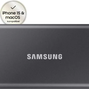 Samsung Portable SSD T7 1TB Externe SSD Grau MU-PC1T0T/WW für Mac, PC, Smartphone