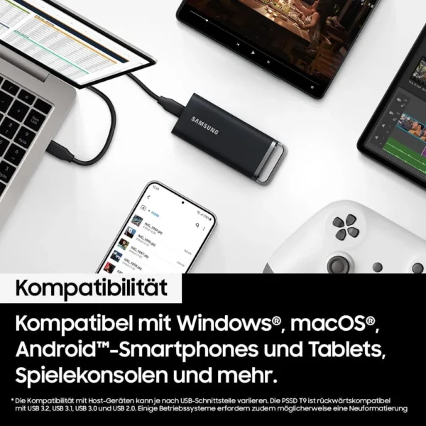 Samsung Portable SSD T5 EVO 8TB USB 3.2 Gen. 1 für Mac, PC, Android, Smart TVs MU-PH8T0S/EU – Bild 4