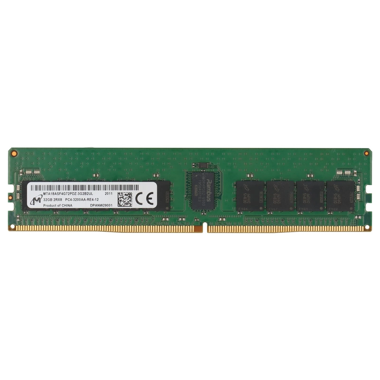 Micron 32GB DDR4 PC4-3200AA 3200MHz 2Rx8 ECC Reg. RAM MTA18ASF4G72PDZ-3G2
